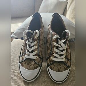 Women's Brown Coach Canvas Sneakers
